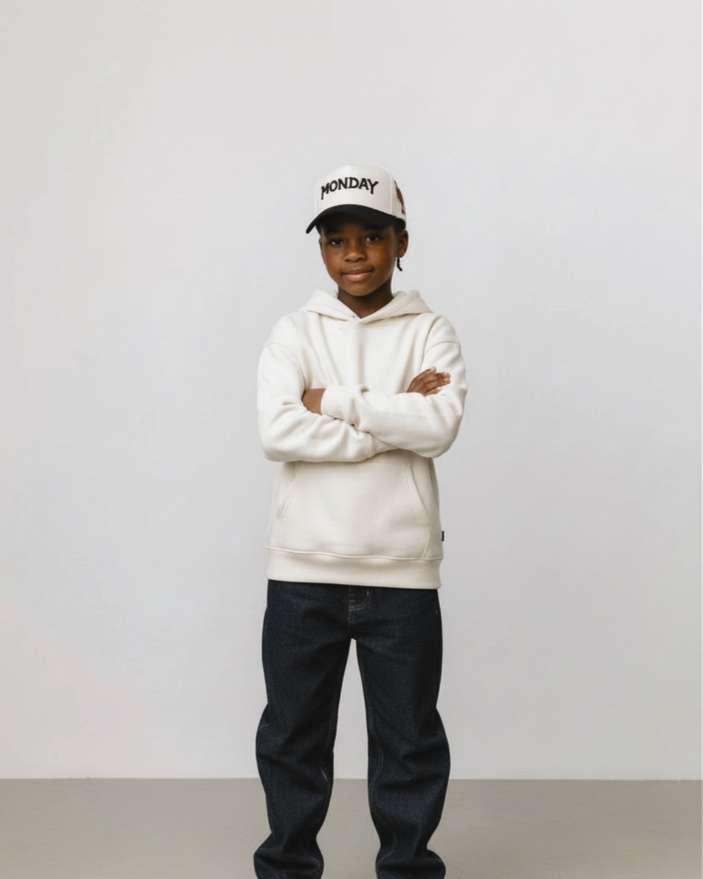 Monday Kids Snapback | Cream & Black