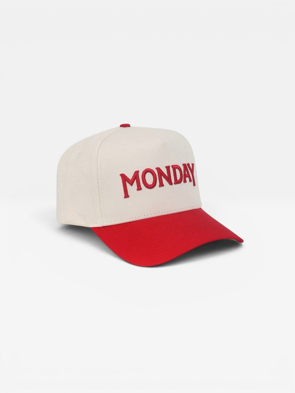 Monday Script Snapback | Cream & Red
